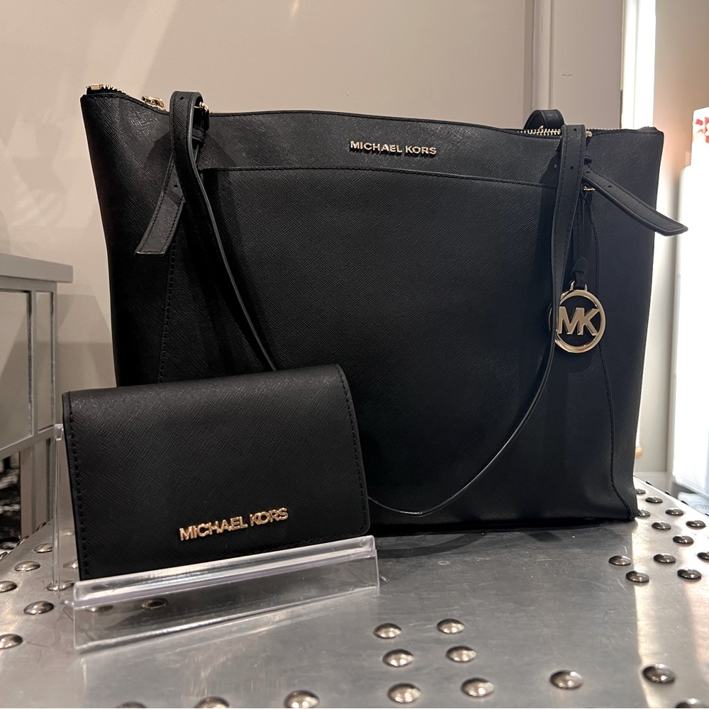 Michael Kors Leather Tote with Matching Wallet